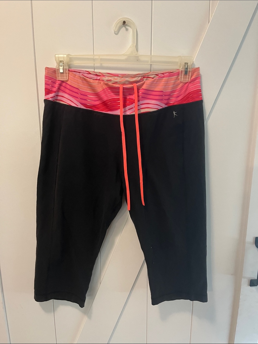 Danskin Black Capris with Pink Waistband and Coral Drawstring